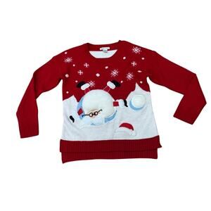 Tumbling 3D Santa Claus Ugly Christmas Sweater M